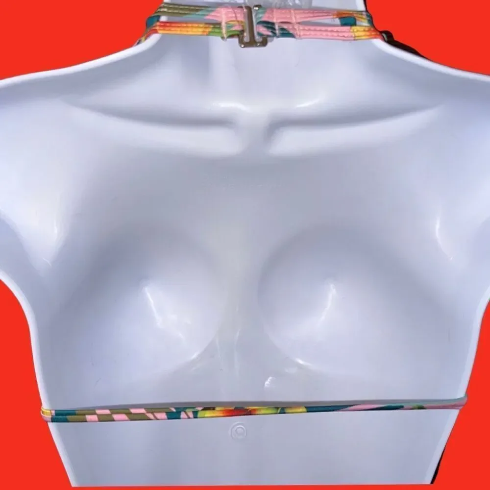 Aeropostale Tropical Print Adjustable Strap Bikini Top Size Medium - Picture 5 of 7